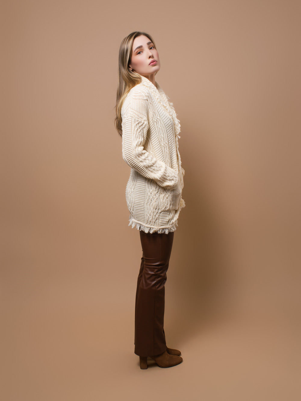 Solstice Ash White V-Neck Heritage Cardigan