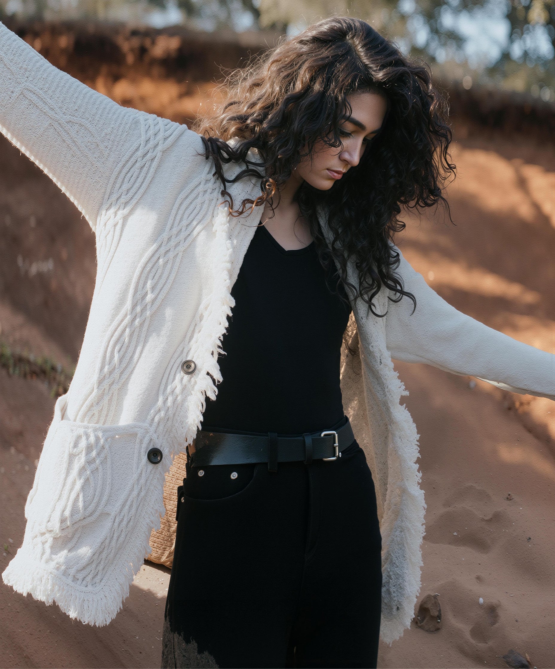 Solstice Ash White V-Neck Heritage Cardigan